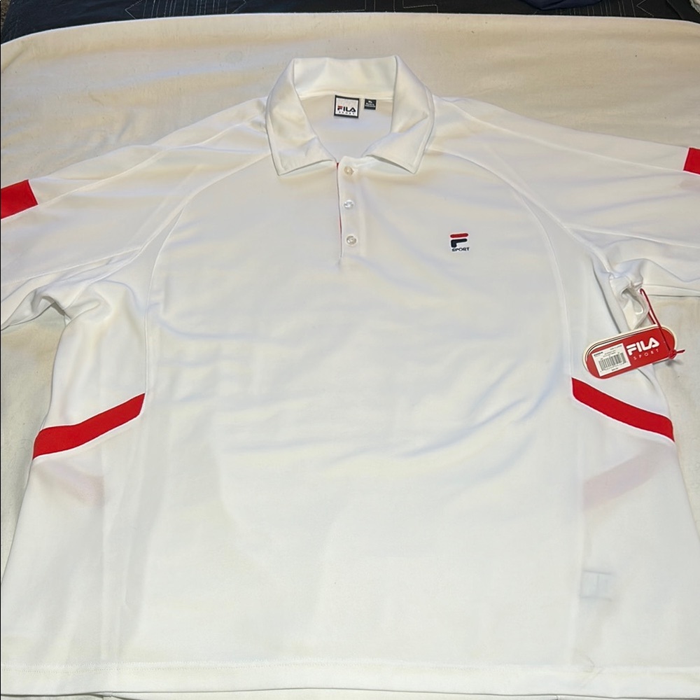 NWT Fila Men's White and Red Polo Shirt SIZE XL